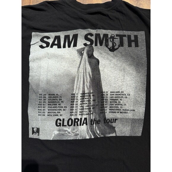 Sam Smith Gloria The Tour 2023 Concert Tshirt Setlist Black 100% Cotton MEDIUM - Picture 3 of 4